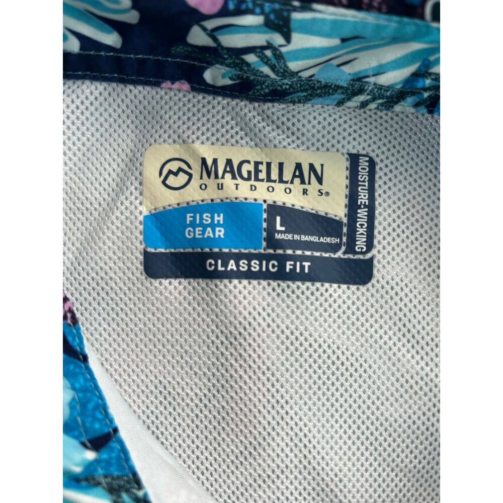 Magellan Fish Gear Floral Fishing Dress Blue Pink Women's Large - Picture 3 of 12